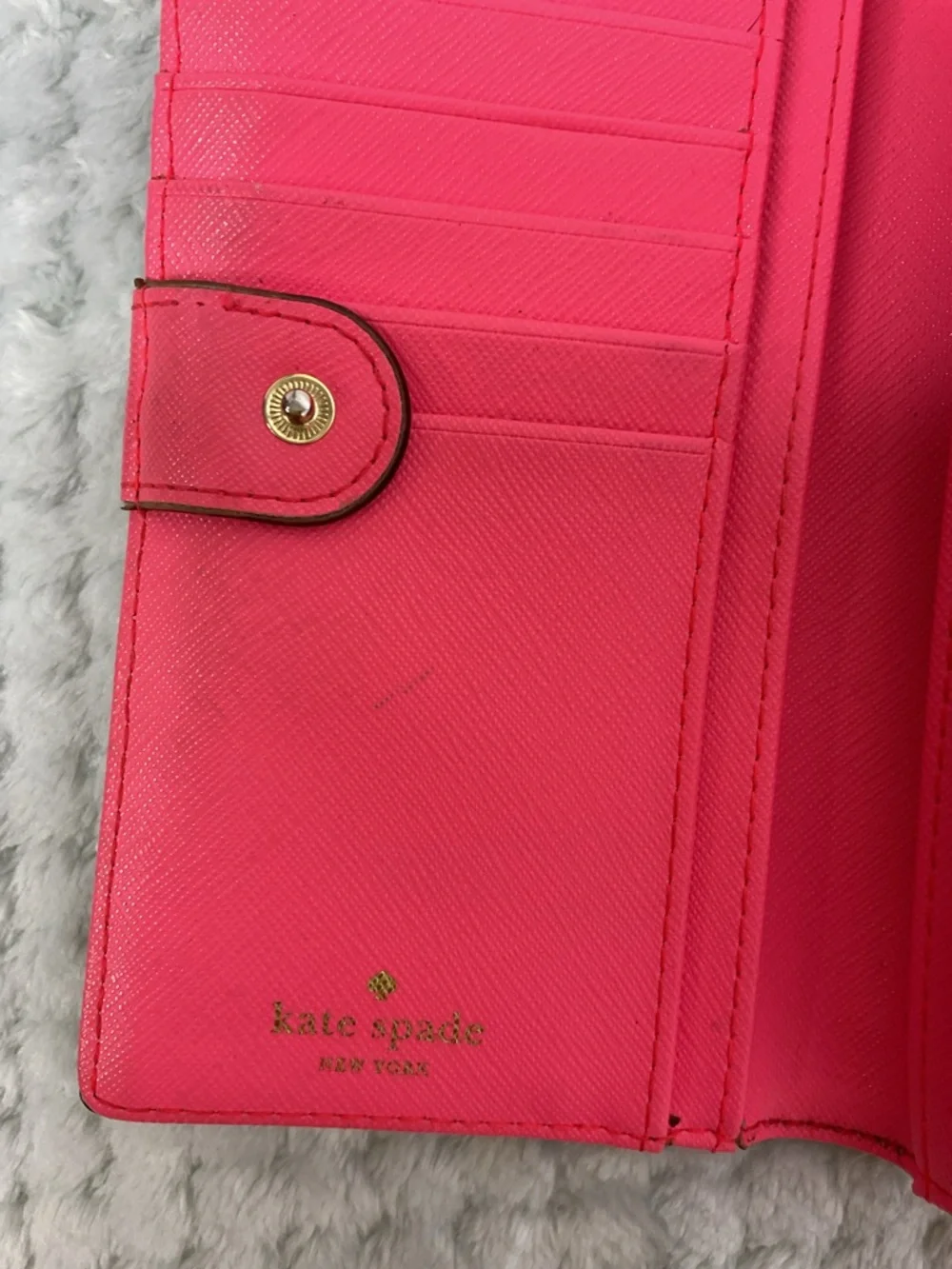 Kate Spade Laurel Way Stacy Abstract Pink White Bifold Wallet